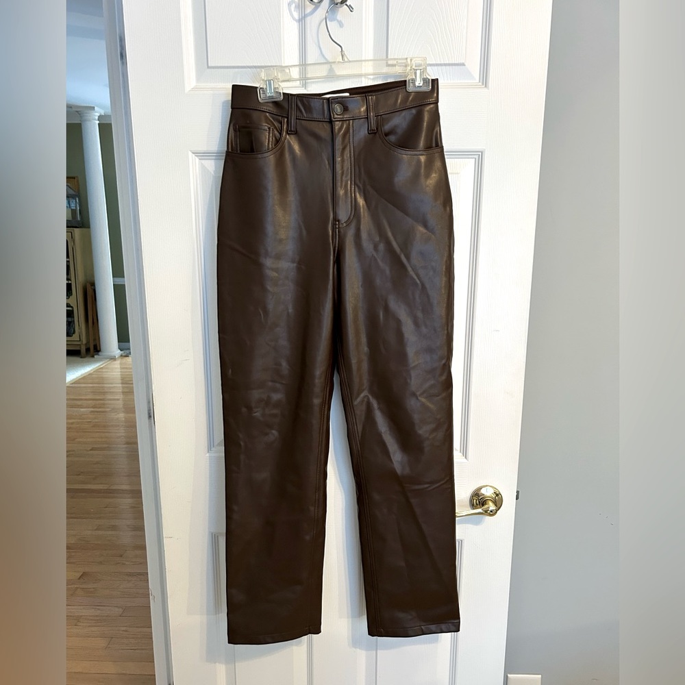 Abercrombie Brown Faux Leather Pants